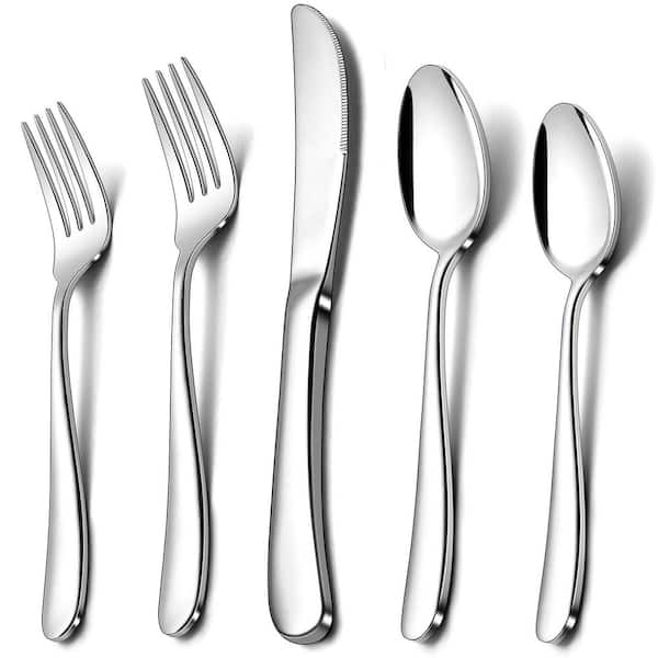 Heavy Weight 60-Piece Stainless Steel Flatware Set for 12 with Mirror Polished Finish and Durable Construction