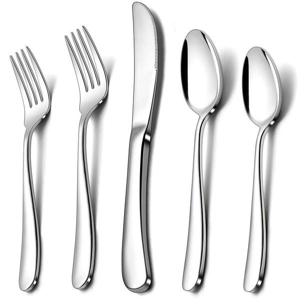 Stainless Steel Heavy Weight 1-Piece Flatware Set for 12 with Mirror Polished Finish and Durable Construction