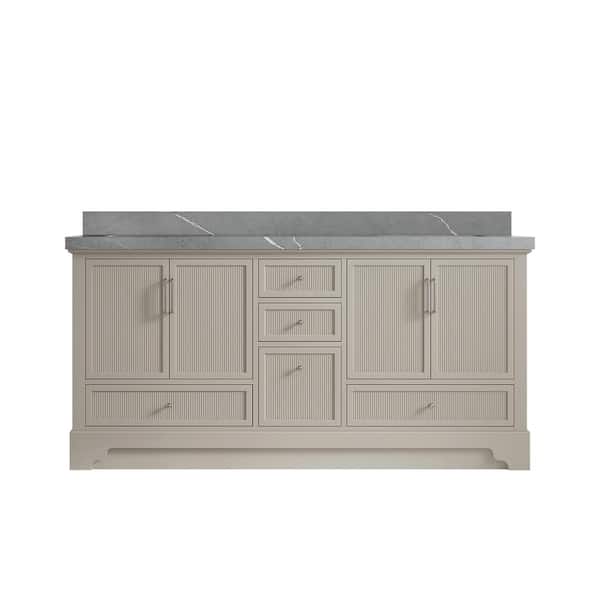 Willow Collections Alys 72 in. W x 22 in. D x 36 in. H Double Sink Bath Vanity in Fine Grain with 2 in. Piatra Quartz Top