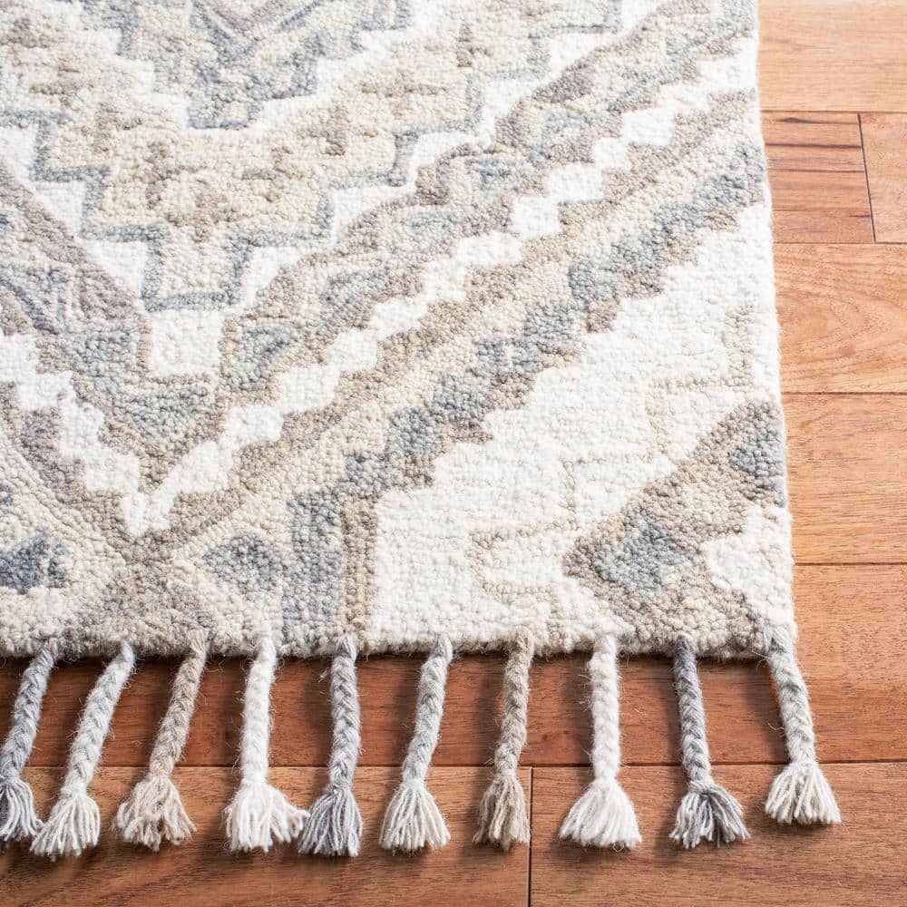 Ivory and Taupe Hand-Tufted Wool Area Rug, 8' x 10'