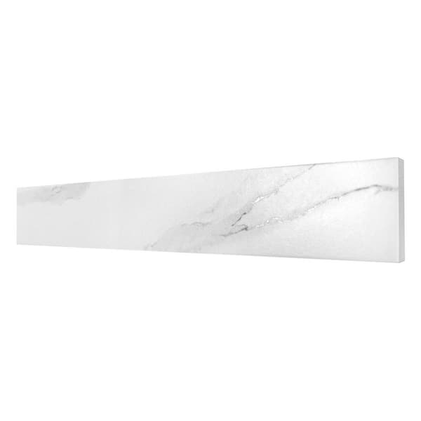 Porlan Benecia White 3-in. x 17-in. Marble Look Matte Porcelain Floor and Wall Subway Tile (11.41 sq. ft. /Case)