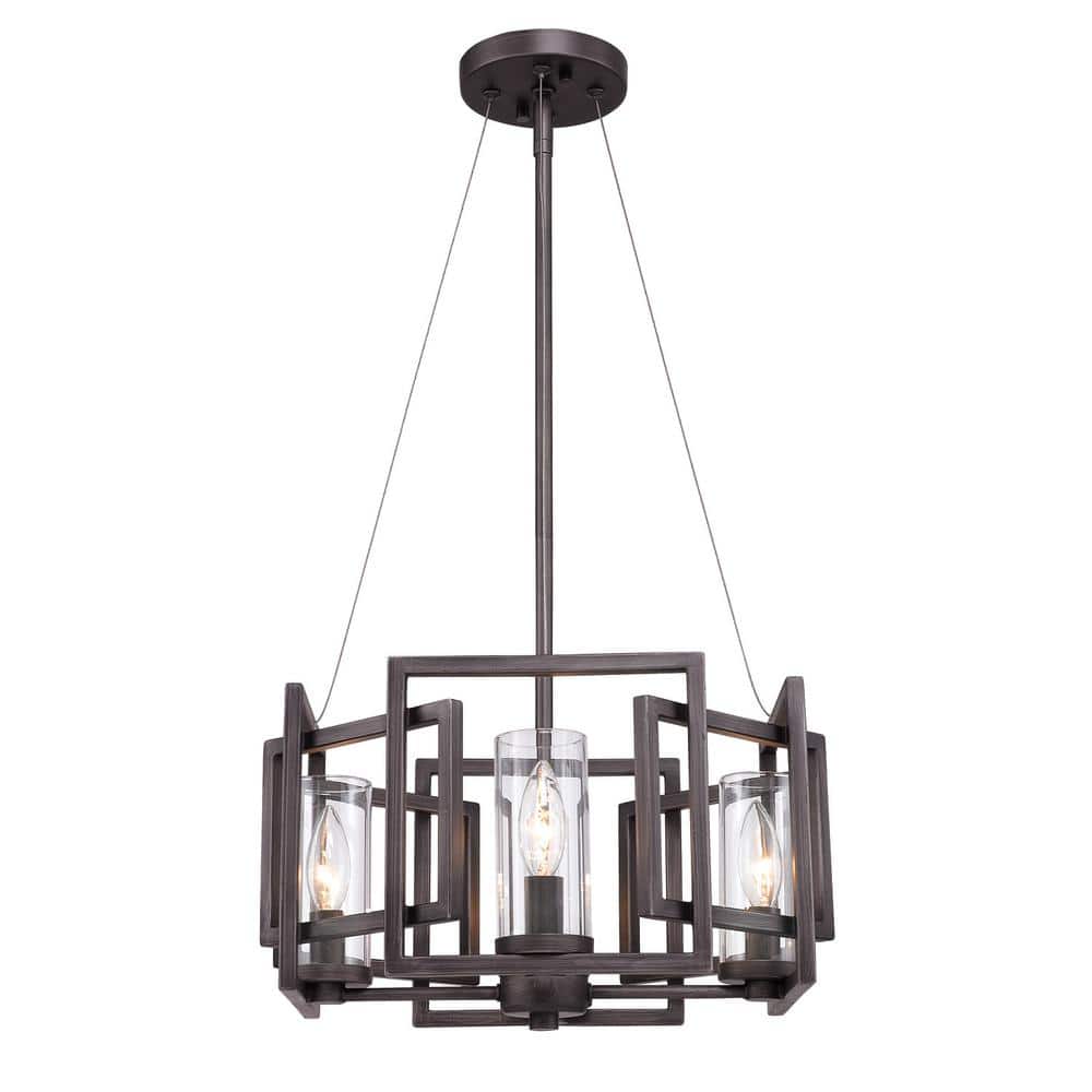 Gunmetal Bronze Semi-Flush Mount with Clear Glass