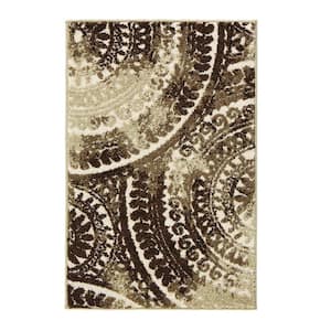 Spiral Medallion Ivory/Brown 2 ft. x 3 ft. Scatter Rug