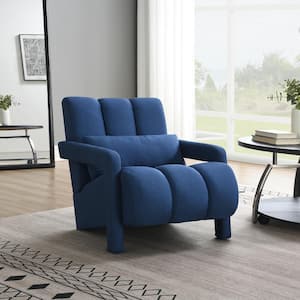 Lesa Modern Linen Upholstered Accent Arm Chair, Navy Blue