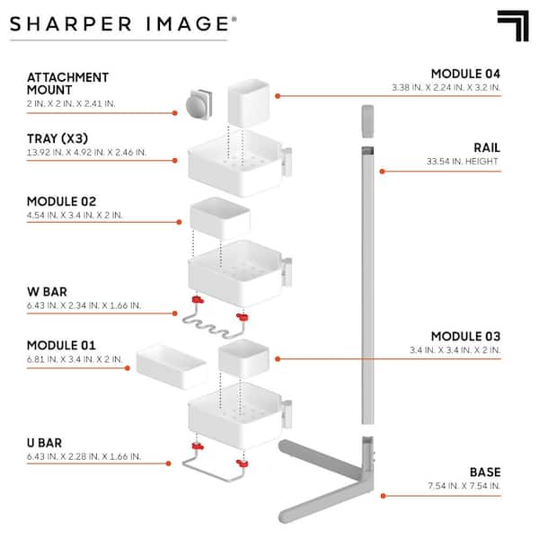 Sharper Image 3 Tier Adjustable Shower Caddy Corner - White