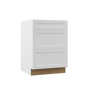 Designer Series Melvern Assembled 24x34.5x23.75 in. Drawer Base Kitchen Cabinet in White