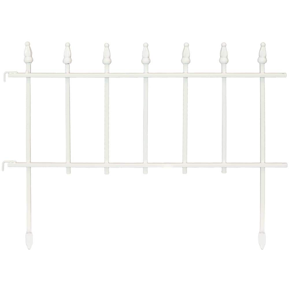 Sunnydaze 18 in. White Roman Style Steel Border Patio Walkway Fence Panels Set (5-Piece)