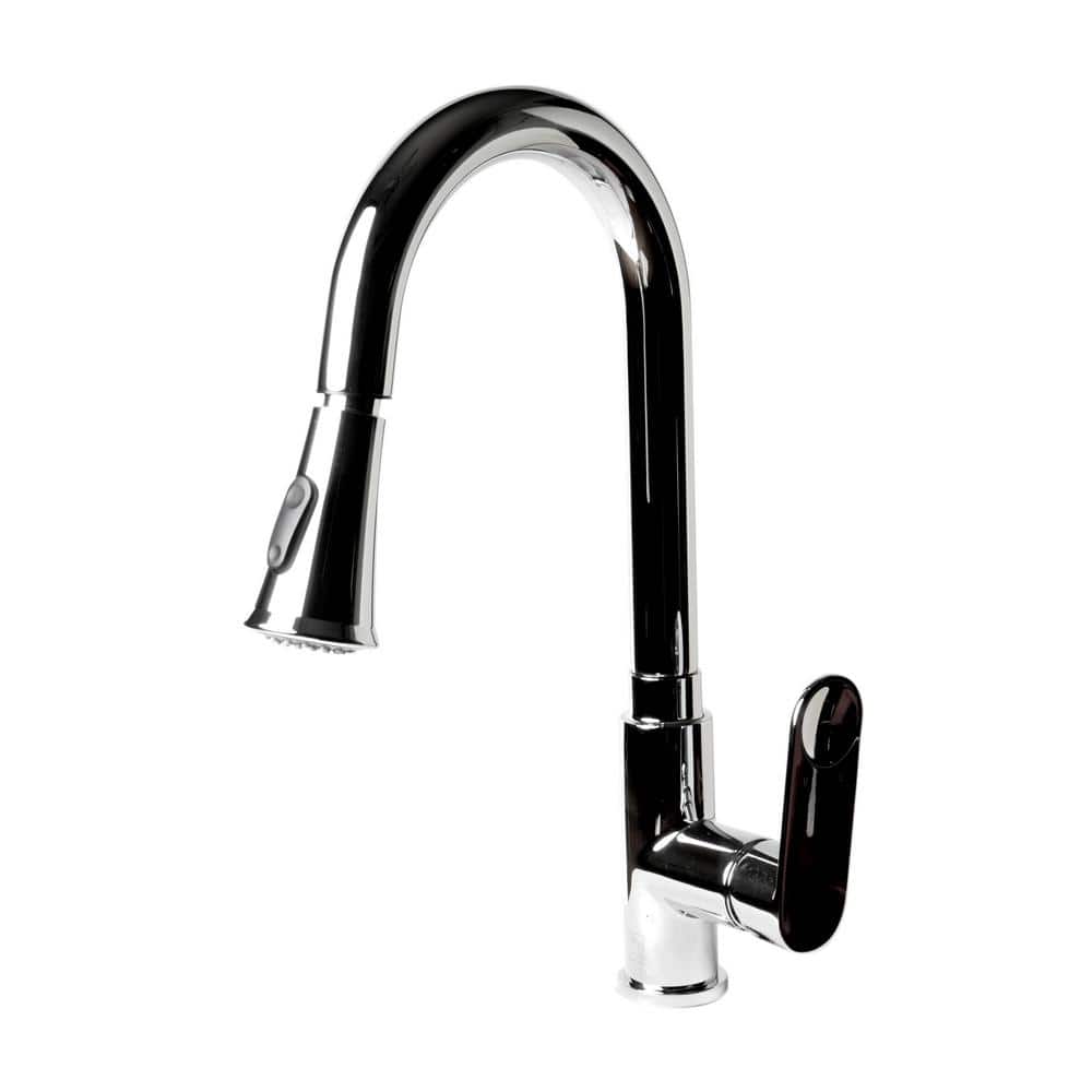 Polished Chrome Gooseneck Pull Down Kitchen Faucet
