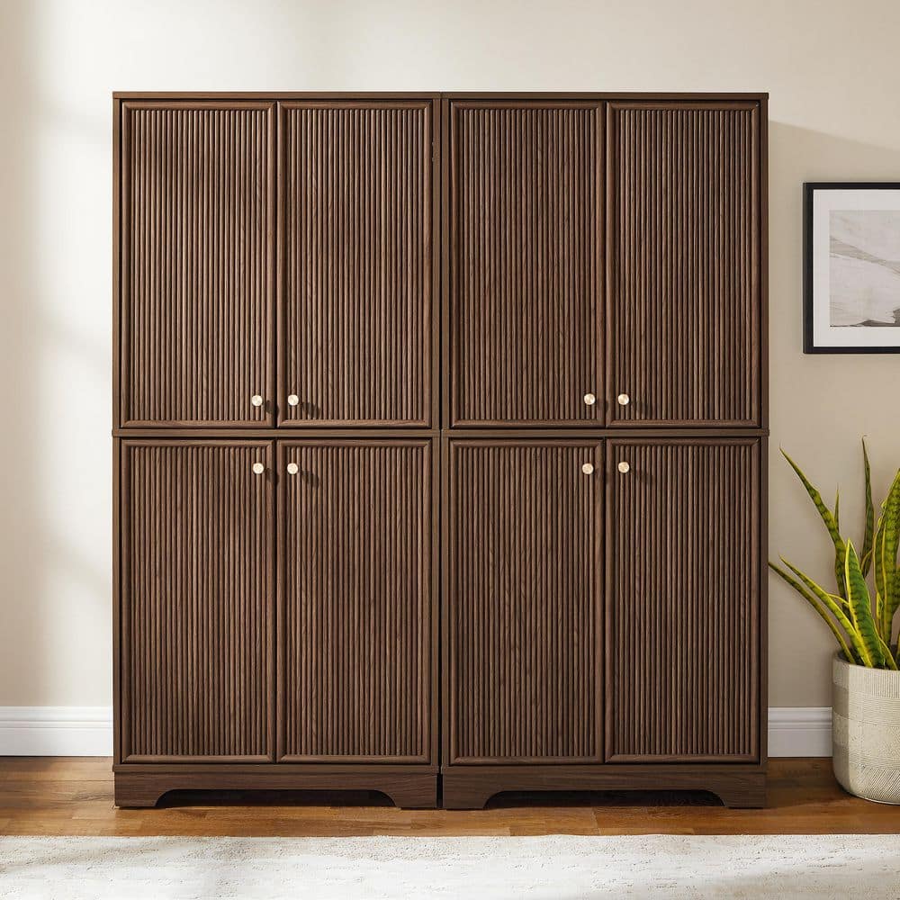CROSLEY FURNITURE Naomi Walnut Wood 59 in. x 63.5 in. Pantry