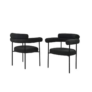 Granada Black Metal Boucle Arm Chairs (Set of 2)