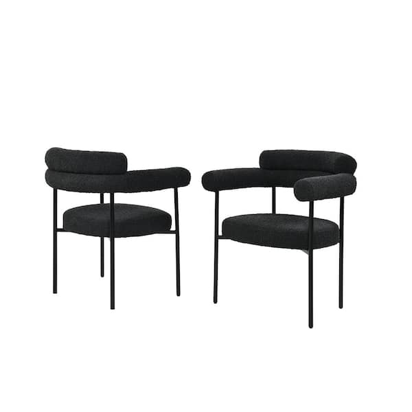 Best Master Furniture Granada Black Metal Boucle Arm Chairs (Set of 2)