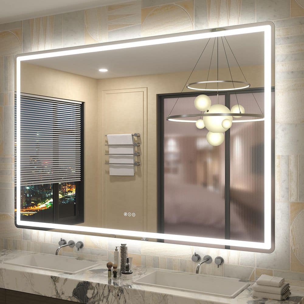 60 in. W x 40 in. H Rectangular Frameless UL Certified Front and Back LED Anti-Fog Tempered Wall Bathroom Vanity Mirror price history on PriceWatchPro