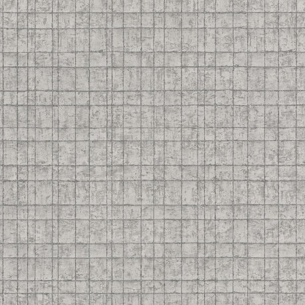 Walls Republic WeatheRed Grid Wallpaper Grey Paper Strippable Roll (Covers 57 sq. ft.)