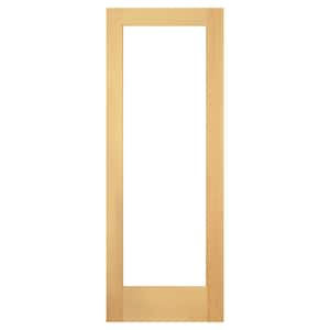 30 in. x 80 in. Solid Core Full Lite Clear Glass Ovolo Sticking Unfinished Pine Wood Interior Door Slab