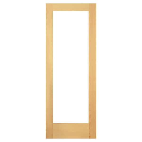 Builders Choice 30 in. x 80 in. Solid Core Full Lite Clear Glass Ovolo Sticking Unfinished Pine Wood Interior Door Slab