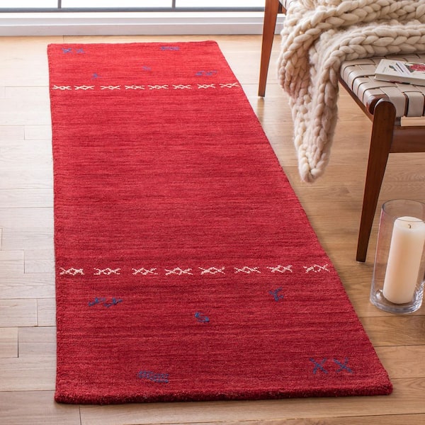 Himalaya 2 ft. x 14 ft. Red Geometric Runner Rug