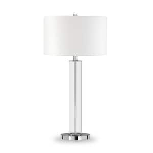 Harlow 29 in. Polished Nickel and Clear Glass Table Lamp