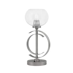 Savanna 16.5 in. Graphite Accent Table Lamp with Clear Bubble Glass Shade