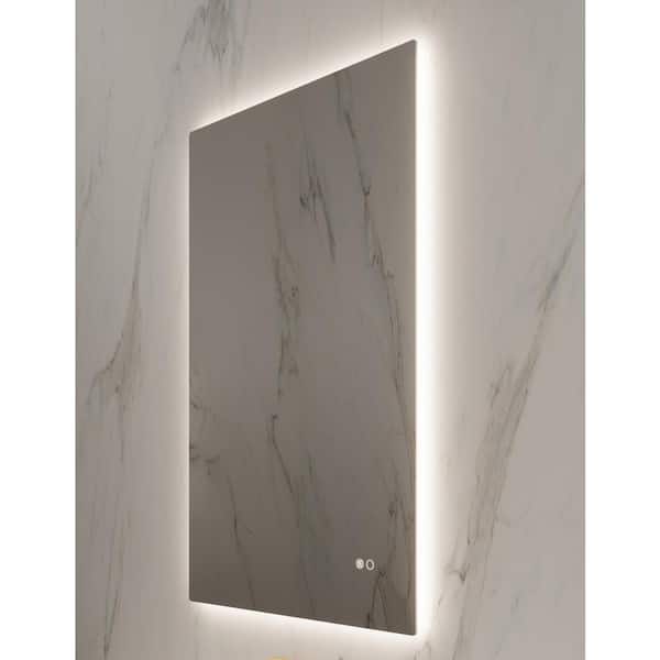 PARIS MIRROR Kuoni 24 in. W. x 36 in. H Rectangular Frameless Wall Mounted Bathroom Vanity Mirror with Variant LED (3 K-4 K-6 K)