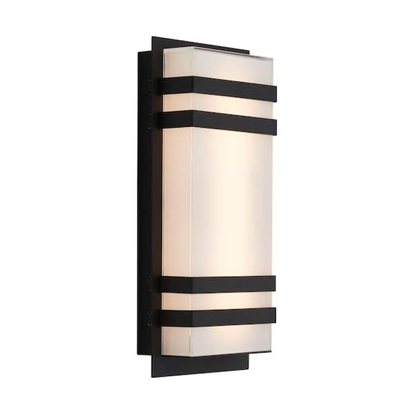 Glow Box 3 11.8 in. Black Integrated LED Outdoor Sconce Wall-Light