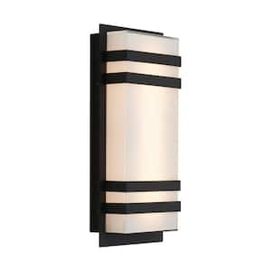 Glow Box 3 11.8 in. Black Integrated LED Outdoor Sconce Wall Light