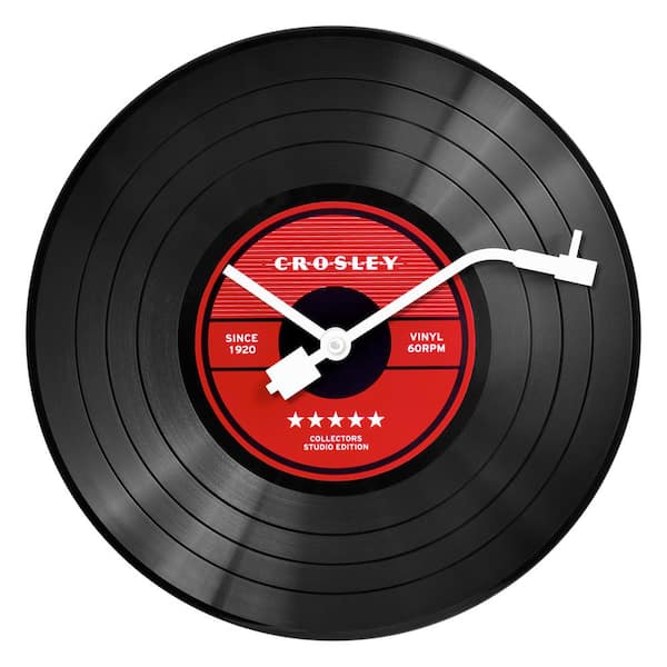 Crosley Analog 12 in. Record Wall Clock with Quartz Accuracy