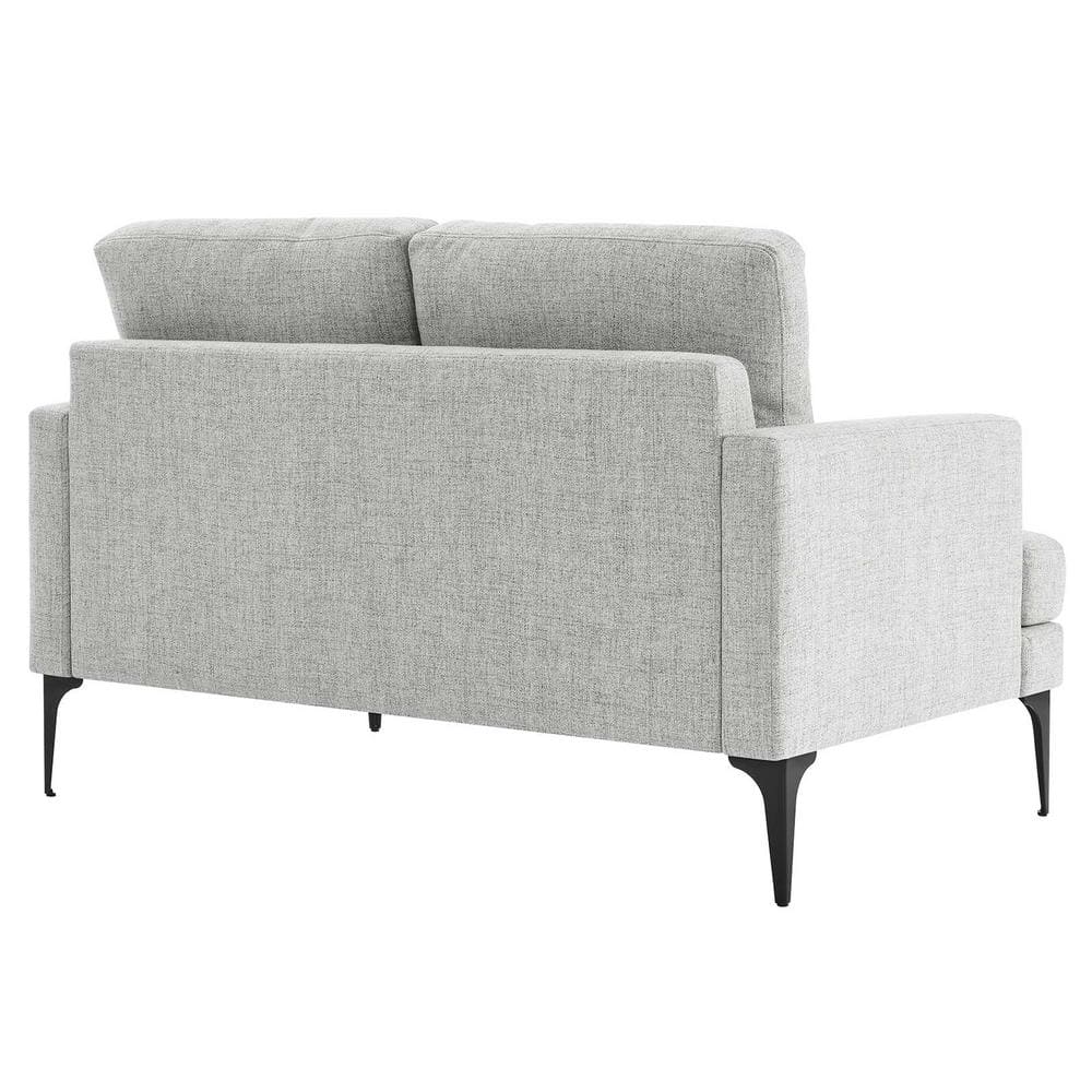 Light Gray Upholstered Fabric Loveseat with Metal Legs