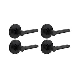 Tonebridge Matte Black Hall/Closet Door Lever with Round Rose (4-Pack)