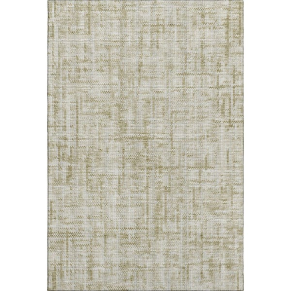 Mayfield Premium Machine Washable Abstract AMF2130 Beige 3 ft. x 4 ft. Area Rug