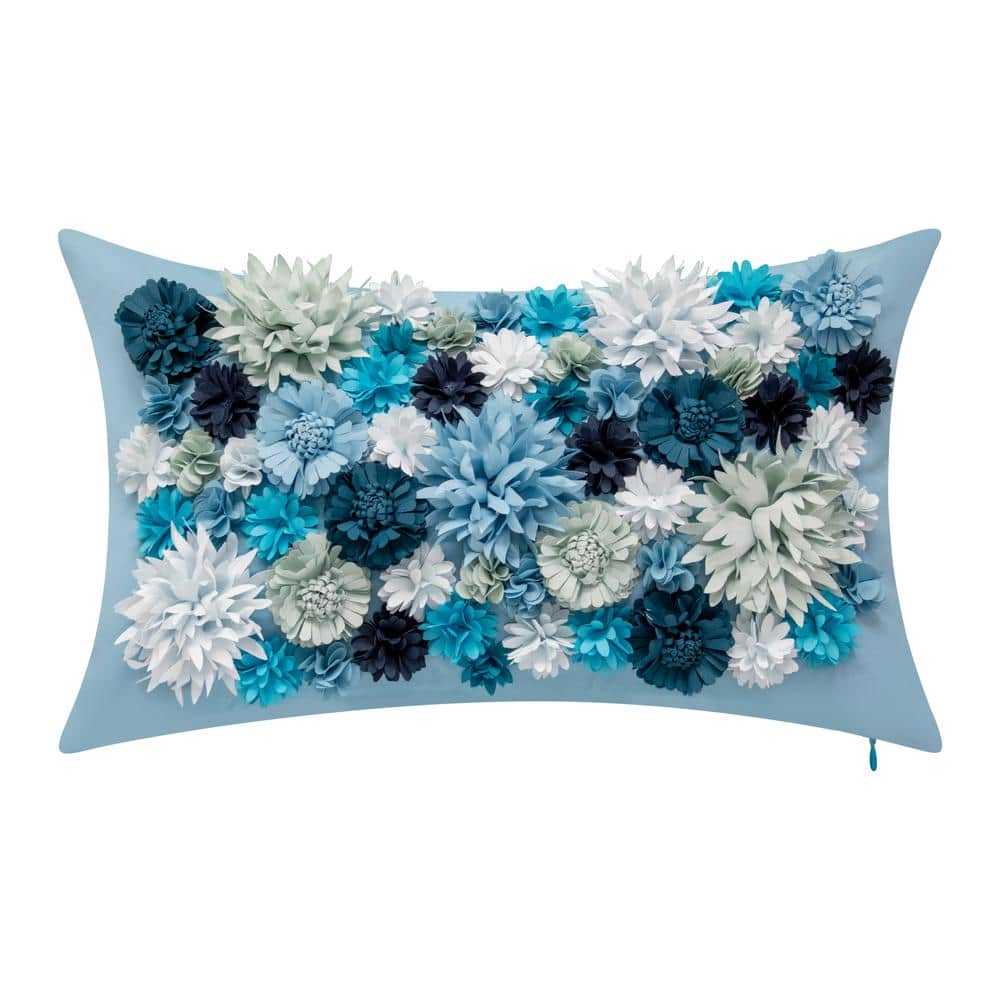 VIOLA  Grey, Teal, And Brown Patterned Throw Pillow