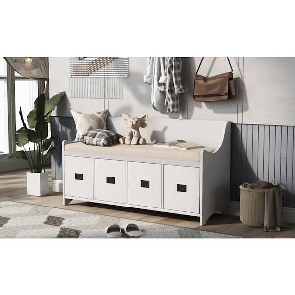 Home Styles Arts & Crafts Upholstered Bench, Off-White