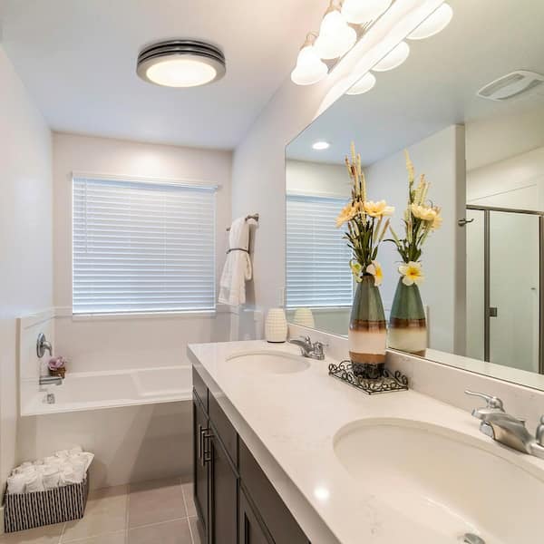 Bathroom Exhaust Fan Light, 80 CFM 2-Sones, 15-Watt Dimmable 3000K/4000K/5500K 3CCT LED Light (Brushed Nickel)