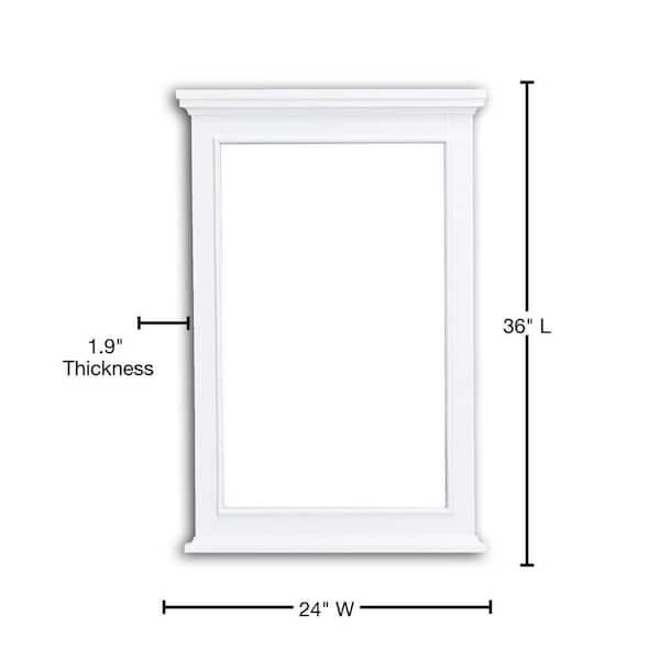 Eviva Elite Stamford 24 in. W x 36 in. H Framed Rectangular Bathroom Vanity Mirror in White