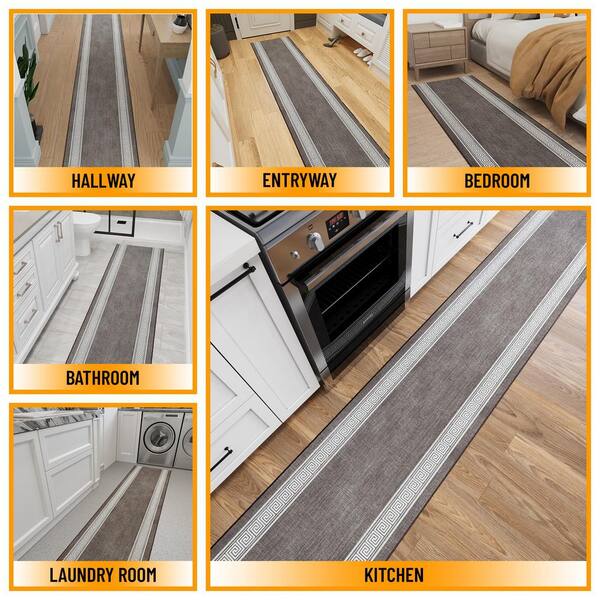 Indoor Door Mat 2 ft. x 3 ft.-Machine Washable Non-Slip Quick Dry Floor Mat for Kitchen, Bath & Entryway, Brown