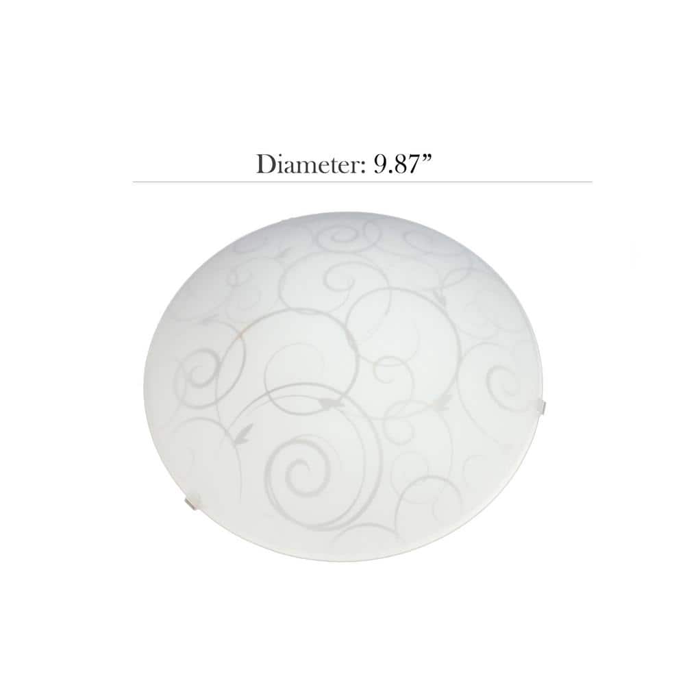 Elegant Swirl Glass 10" Flush Mount Ceiling Light in White