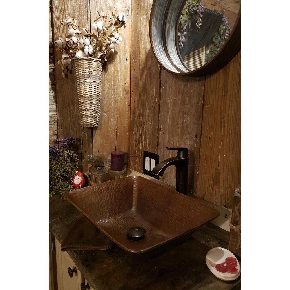 17" Rectangular Hammered Copper Wall-Mount Vessel Sink