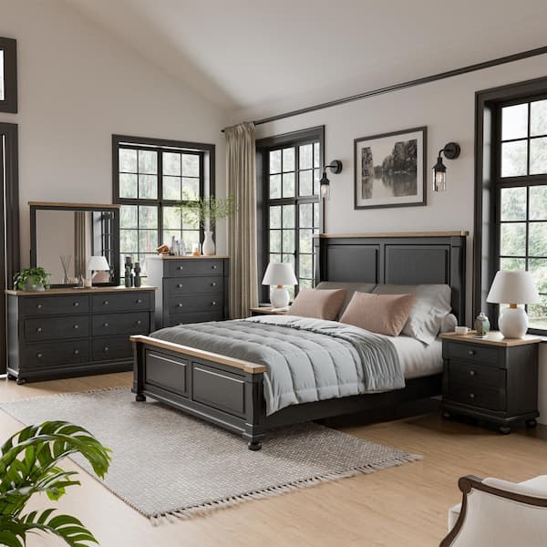 Black wood dresser set sales