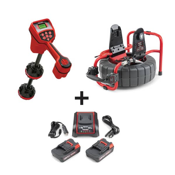 SeeSnake Compact C40 Reel Sewer Camera NaviTrack Scout Underground Cable Locator, 2-Pack 18V Battery Plus Charger Bundle