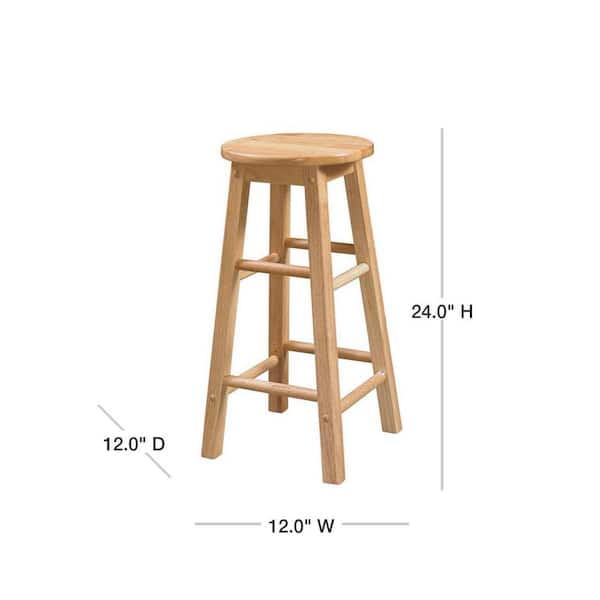 Linon Home Decor 24 In Round Wood Bar, Round Wood Stool