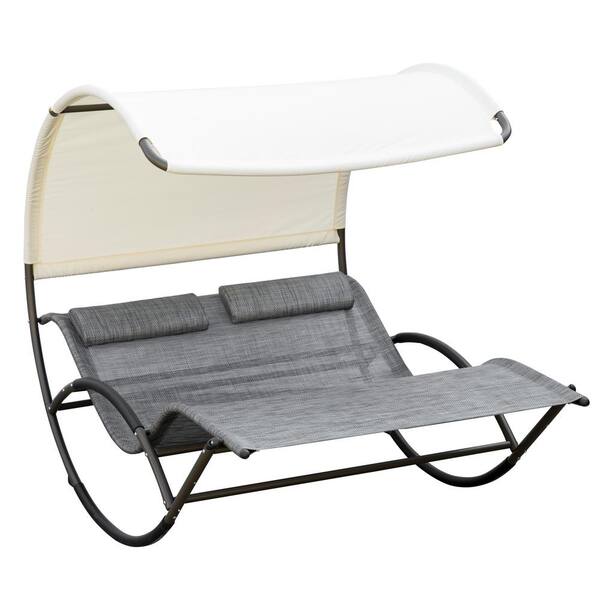 Outsunny Light Gray Fabric Outdoor Chaise Lounge
