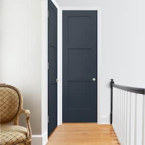 32 in. x 96 in. Birkdale Denim Stain Left-Hand Smooth Solid Core Molded Composite Single Prehung Interior Door
