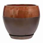 Kendall 11.81 in. x 7.09 in. 4 qt. Copper Ceramic Indoor Egg Indoor/Outdoor Planter