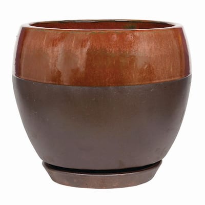 Kendall 11.81 in. x 7.09 in. Copper Ceramic Indoor Egg Planter