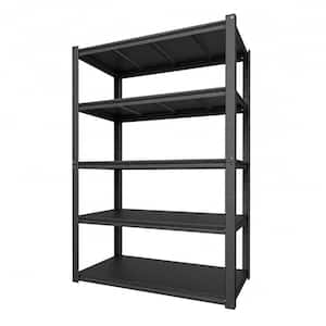 71.97 in. Tall Metal Black 5-Shelf Garage Storage Shelving Unit Standard Bookcase with Adjustable Shelves