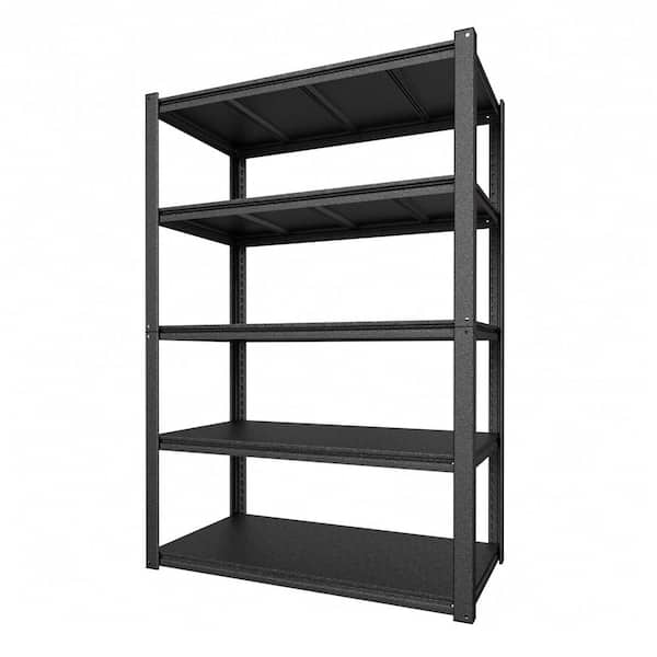 71.97 in. Tall Metal Black 5-Shelf Garage Storage Shelving Unit Standard Bookcase with Adjustable Shelves