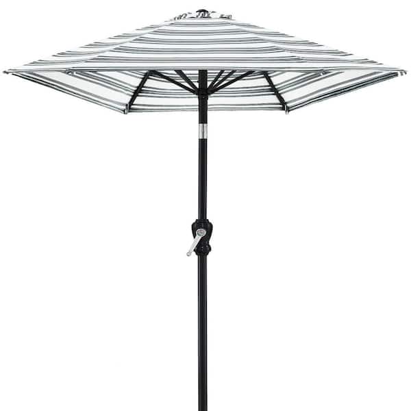 Unbranded 10 ft. Steel Market Tilt Patio Umbrella in Striped Black