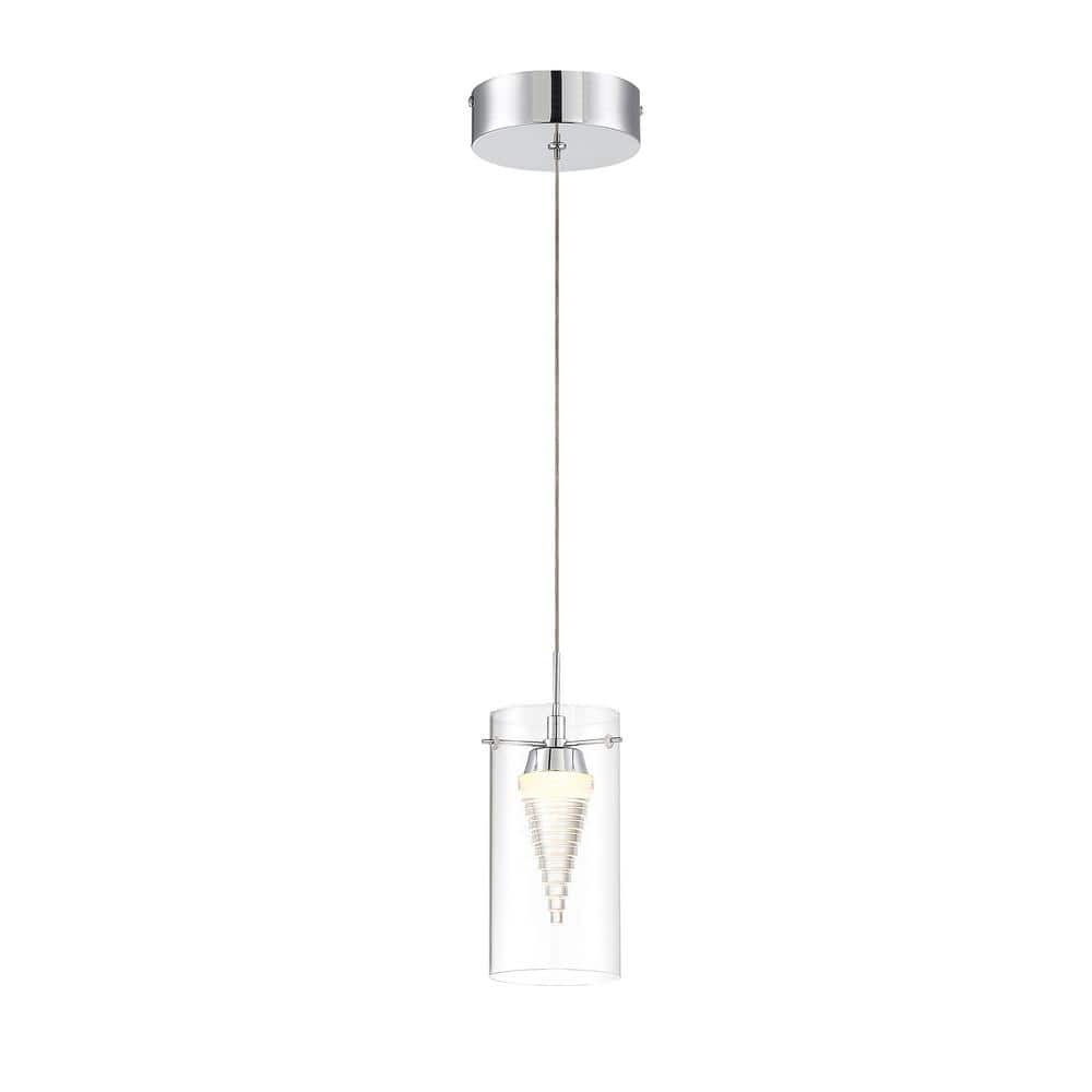 Funnel Cloud 40-Watt Equivalence Integrated LED Chrome Mini Pendant with Clear Glass Shade -  George Kovacs, P20-077-L