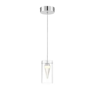 Funnel Cloud 40-Watt Equivalence Integrated LED Chrome Mini Pendant with Clear Glass Shade