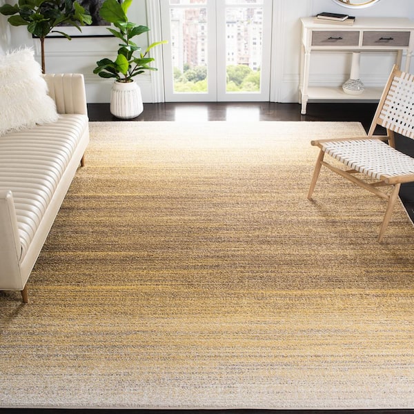 Adirondack 10 ft. x 14 ft. Gold/Ivory Striped Area Rug