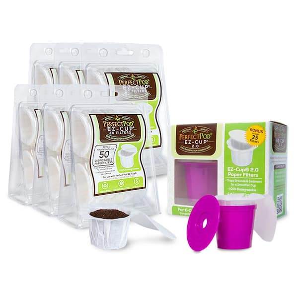 EZ-Cup 2.0 Reusable K Cup Starter Kit + 325 Disposable Paper Coffee Filters
